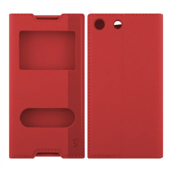 Nettech Sony Xperia M5 Uyumlu Pencereli Kapaklı Kılıf (Kırmızı) VR-7796 - 1
