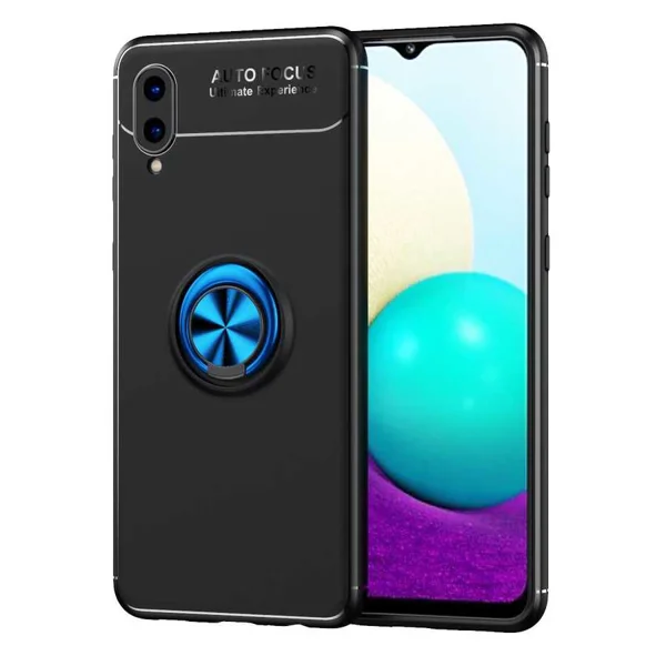 Galaxy A02 Kılıf Zore Ravel Silikon Kapak - Siyah-Mavi - 1