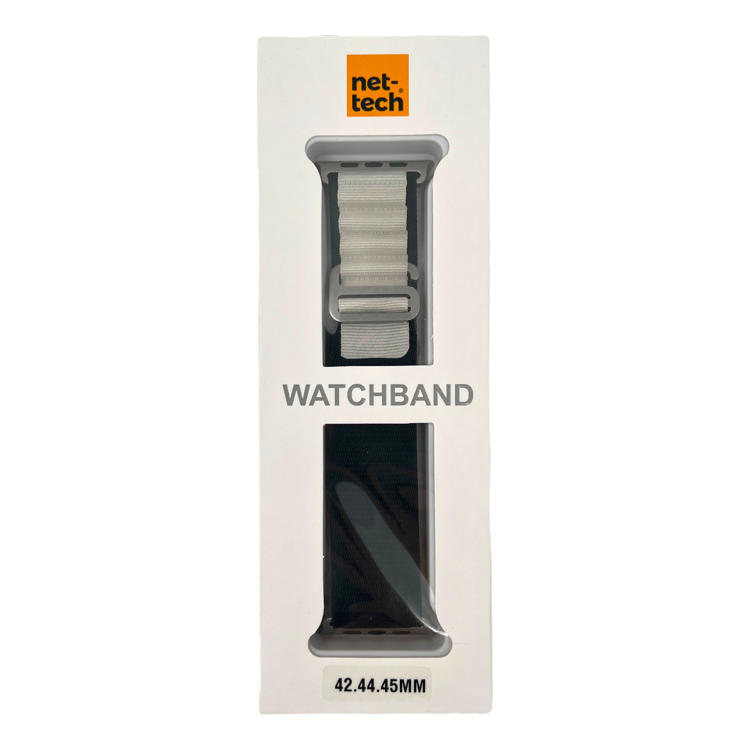 Nettech Apple Watch Seri 42/44 mm Uyumlu Kumaş Kordon (Siyah Beyaz) NT-110226