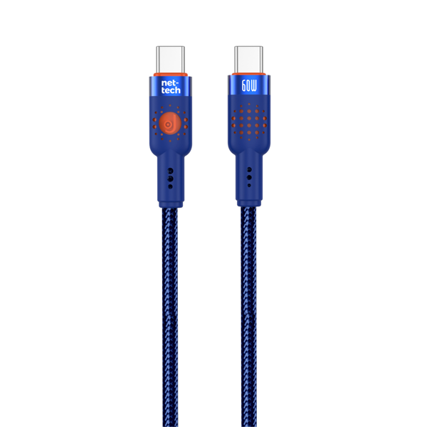 Nettech NT-DC32 60W Plastik 100 Cm Type-C To Type-C Şarj ve Data Kablosu (Mavi) NT-108297