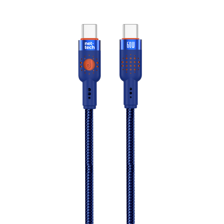 Nettech NT-DC32 60W Plastik 100 Cm Type-C To Type-C Şarj ve Data Kablosu (Mavi) NT-108297