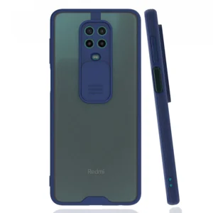 Nettech Xiaomi Redmi Note 9 Pro Uyumlu Platin Kamera Kızaklı Arka Koruma Kılıf (Lacivert) NT-86801