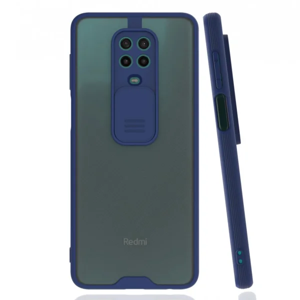 Nettech Xiaomi Redmi Note 9 Pro Uyumlu Platin Kamera Kızaklı Arka Koruma Kılıf (Lacivert) NT-86801 - 1