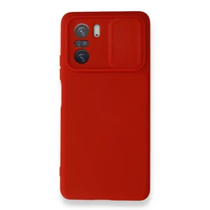 Nettech Xiaomi Poco F3 Uyumlu Kızaklı Kamera Korumalı Arka Koruma Kılıf (Kırmızı) NT-87183