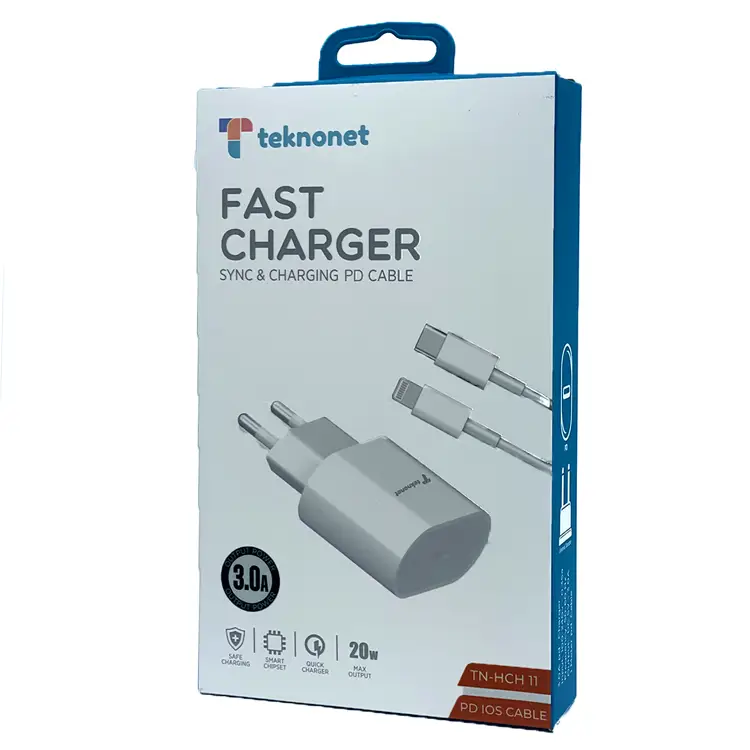 Teknonet TN-HCH11 20W PD 3000 mAh Lightning Kablo + Şarj Aleti (Beyaz) NT-98784