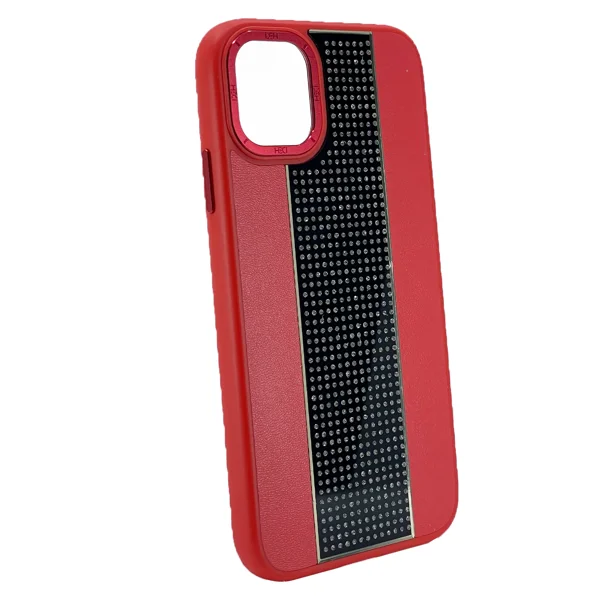 Nettech Apple iPhone 12 Pro Max Uyumlu Taşlı Deri Seri Arka Koruma Kılıf (Kırmızı) NT-101468 - 2