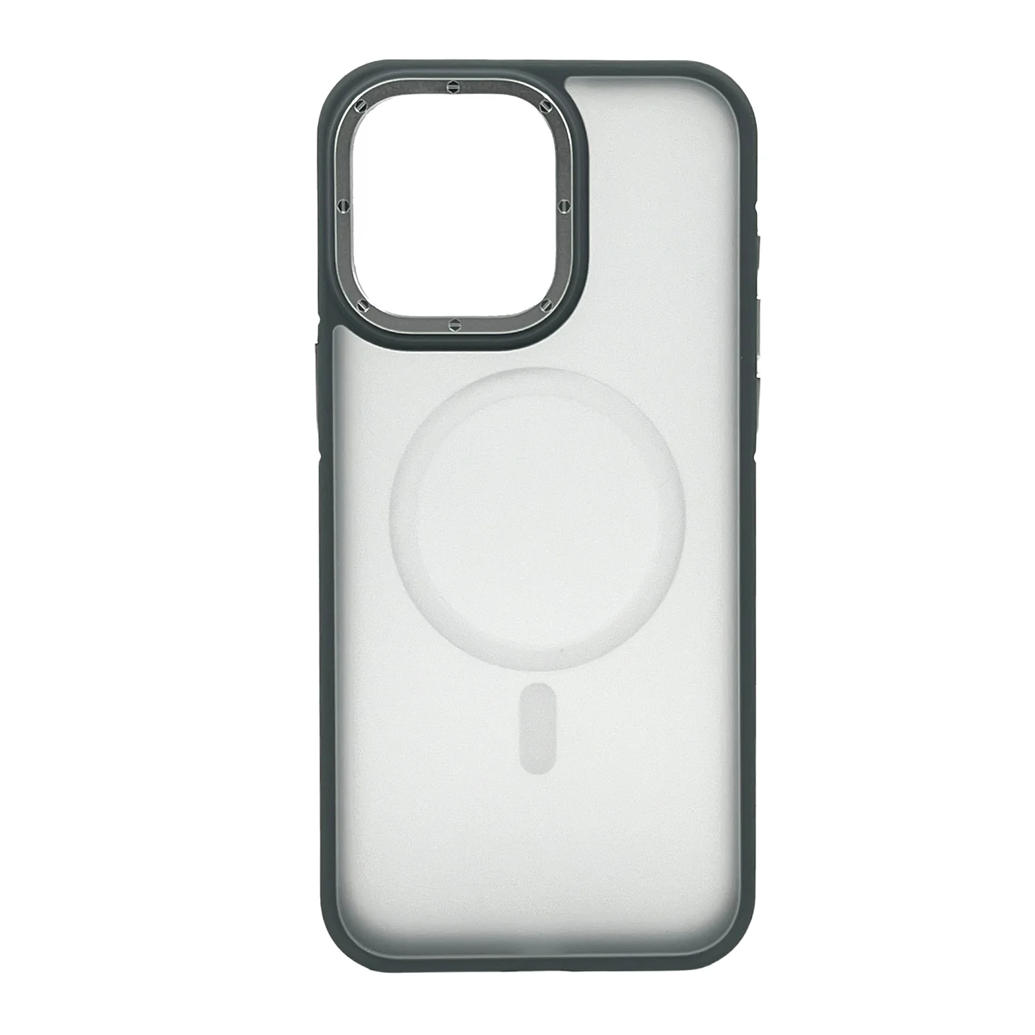 Nettech Apple iPhone 15 Pro Uyumlu Metal Çerçeveli Skın Frıendly Magsafe Seri Arka Koruma Kılıf (Gri) NT-104032