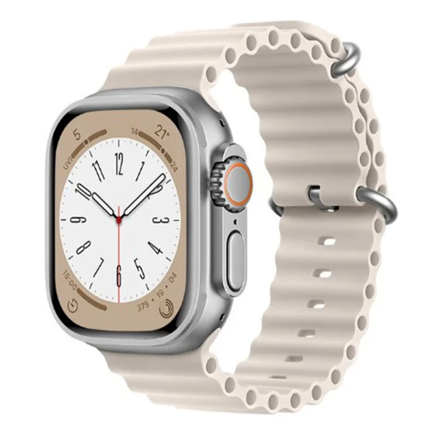 Nettech Apple Watch Series 41 mm Uyumlu Silikon Kordon (Krem) NT-102968 - 1