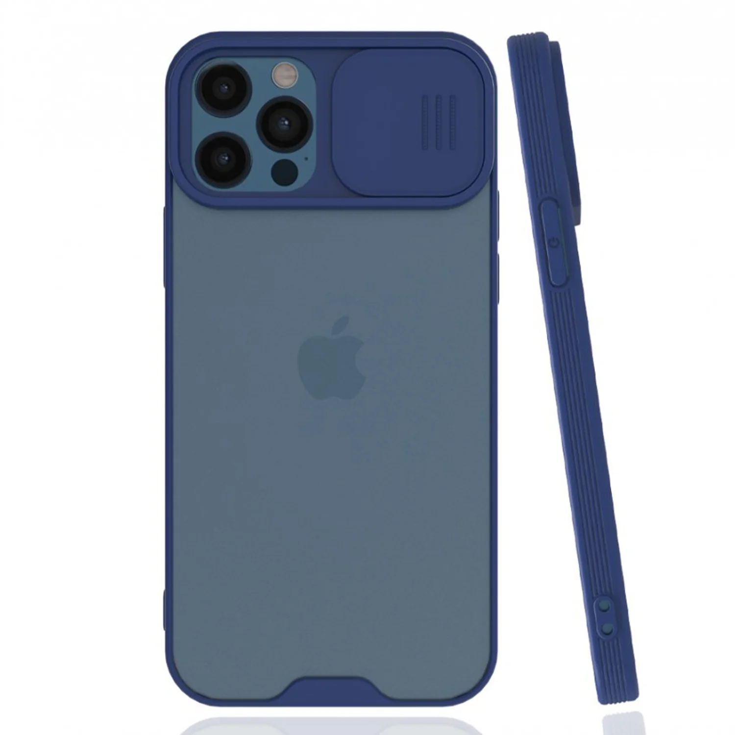 Nettech Apple iPhone 12 Pro Uyumlu Platin Kamera Kızaklı Arka Koruma Kılıf (Lacivert) NT-84750