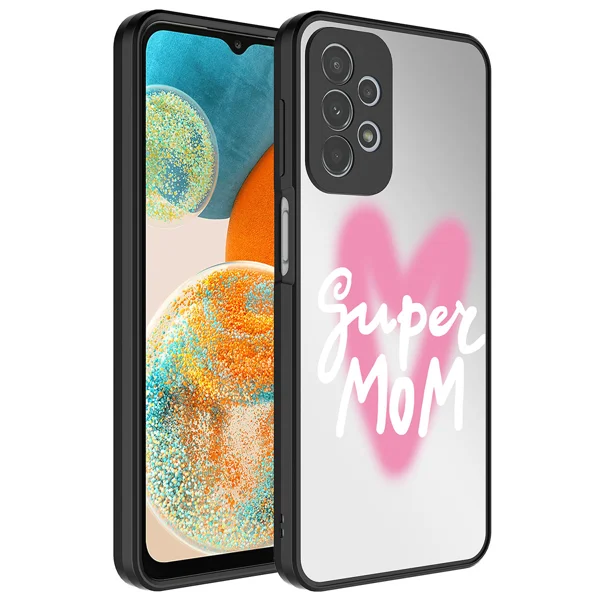 Galaxy A23 Kılıf Aynalı Desenli Kamera Korumalı Parlak Zore Mirror Kapak - Süper Anne - 1