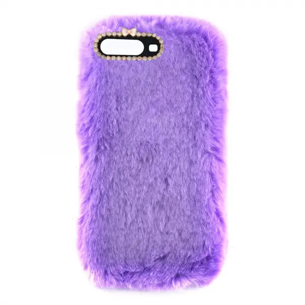 Nettech Huawei Y7 2018 Uyumlu Peluş Arka Koruma Kılıf (Lila) VR-13000