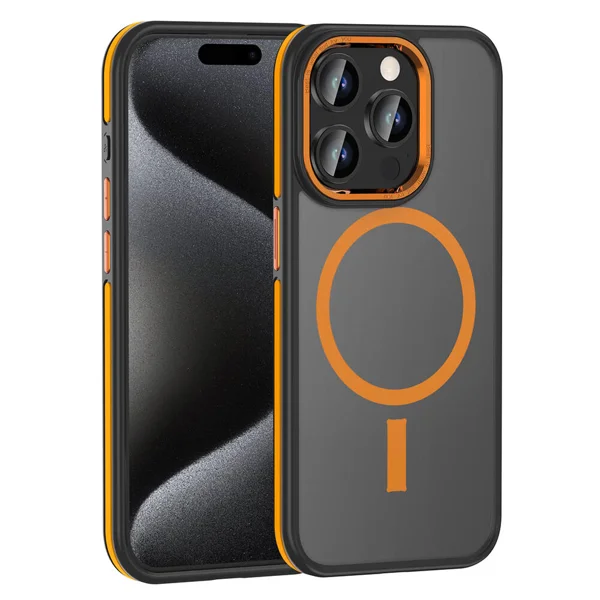Apple iPhone 15 Pro Max Kılıf Magsafe Şarj Özellikli Mat Görünümlü Zore Ant Kapak - Turuncu - 1
