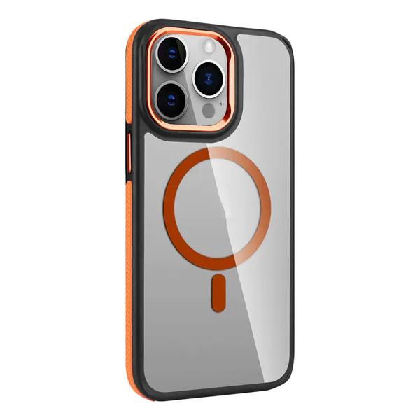 Apple iPhone 14 Pro Max Kılıf Magsafe Şarj Özellikli Mat Görünümlü Zore Solo Kapak - Turuncu - 1