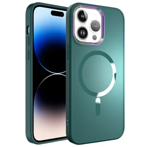Apple iPhone 14 Pro Kılıf Magsafe Wireless Şarj Özellikli Zore Stil Kapak - Koyu Yeşil