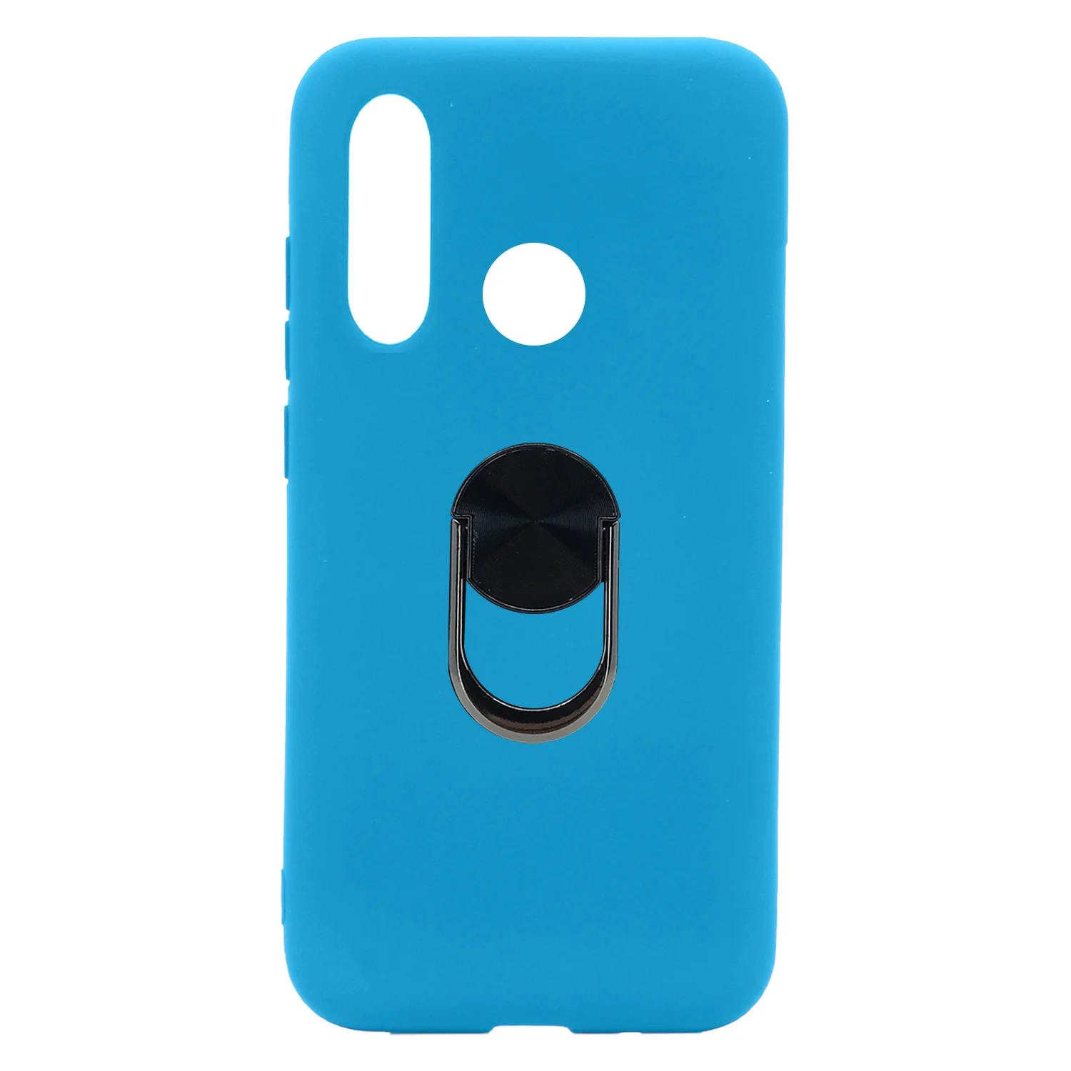 Nettech Huawei Y6P Uyumlu Leather Ring Nano Arka Koruma Kılıf (Mavi) NT-83073