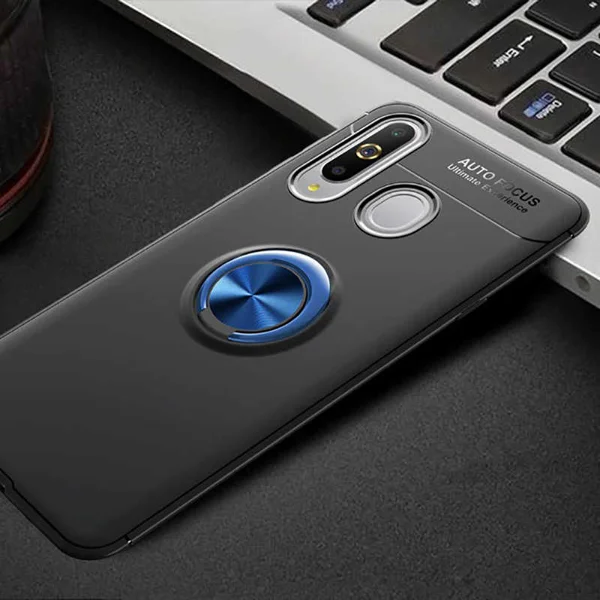 Galaxy A20S Kılıf Zore Ravel Silikon Kapak - Siyah-Mavi - 1