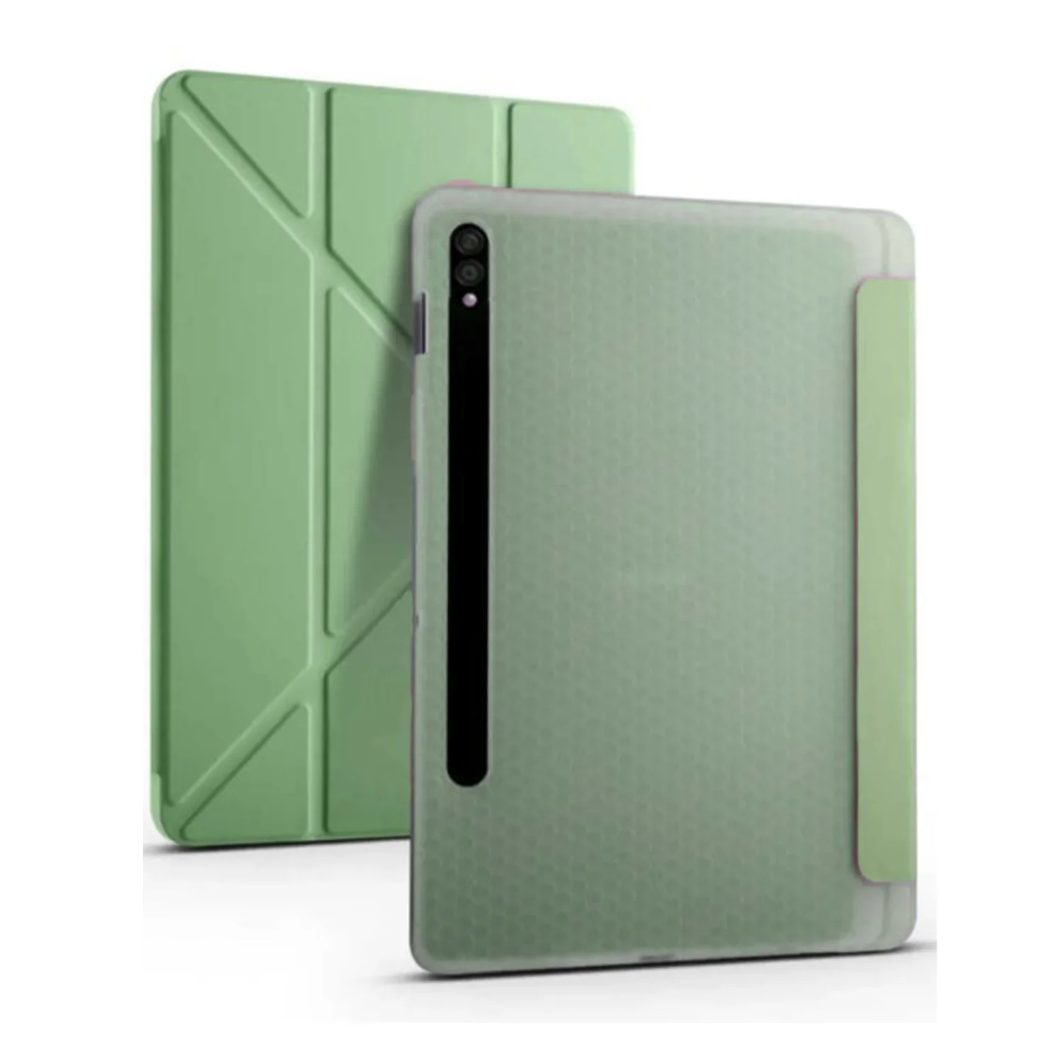 Nettech Samsung Galaxy Tab S7 FE LTE SM-T733 64 GB 12.4 Uyumlu Flip Prizma Seri Kapaklı Kılıf (Yeşil) NT-105341
