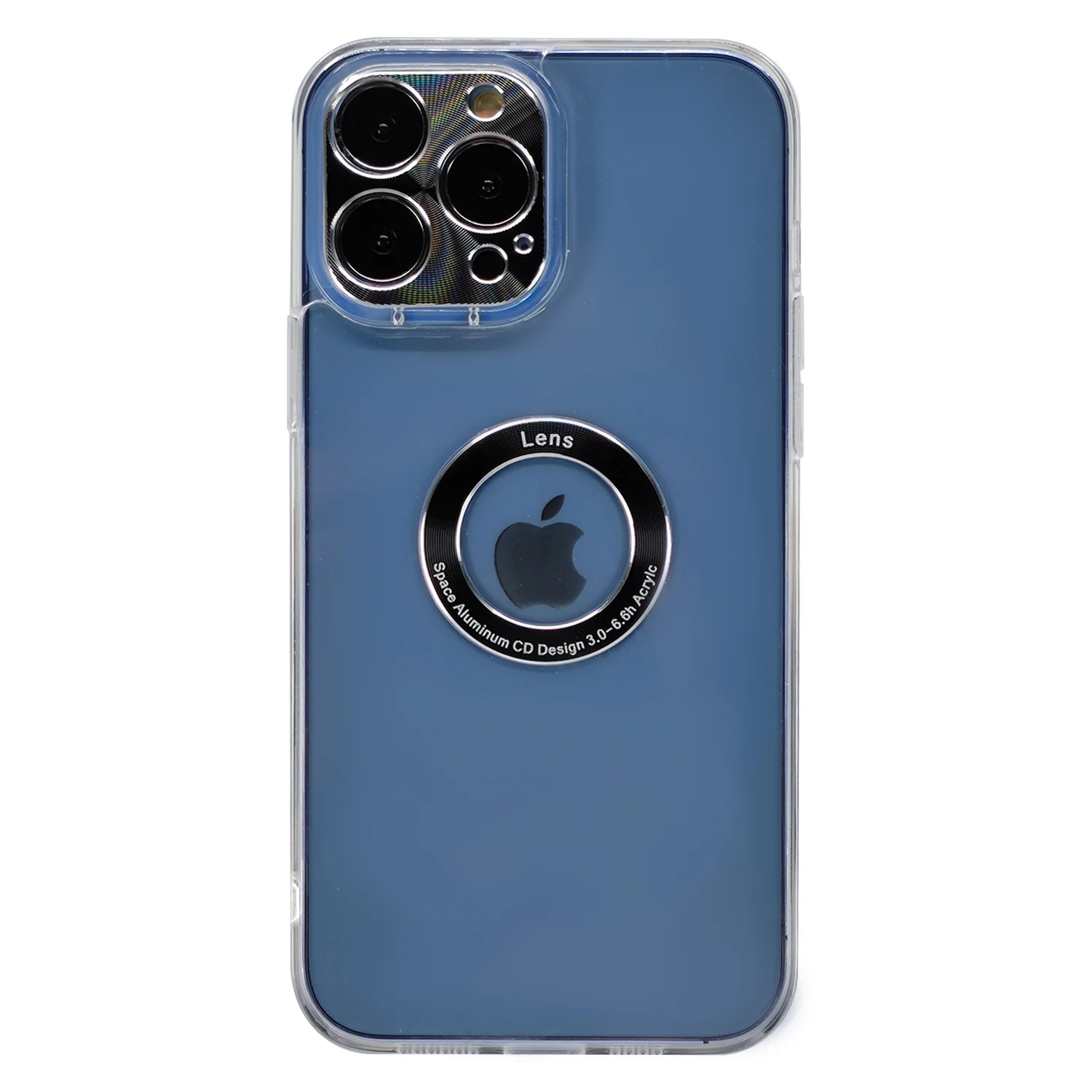 Nettech Apple iPhone 13 Pro Uyumlu Metal Halka Logo Delikli Arka Koruma Kılıf (Siyah) NT-95514