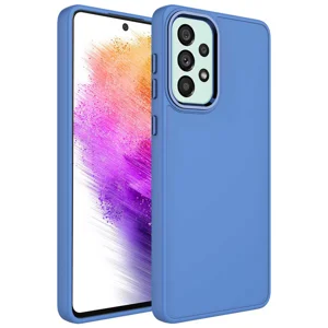Galaxy A53 5G Kılıf Metal Çerçeve ve Buton Tasarımlı Silikon Zore Luna Kapak - Lavendery Gray