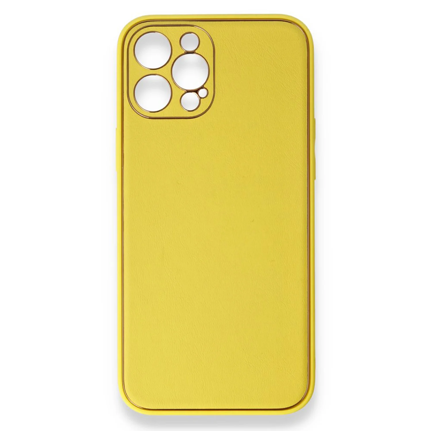 Nettech Apple iPhone 12 Pro Uyumlu Coco Leather Seri Arka Koruma Kılıf (Sarı) NT-84726