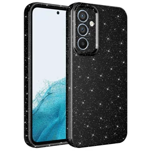 Galaxy A54 Kılıf Kamera Korumalı Simli Lüks Zore Koton Kapak - Siyah