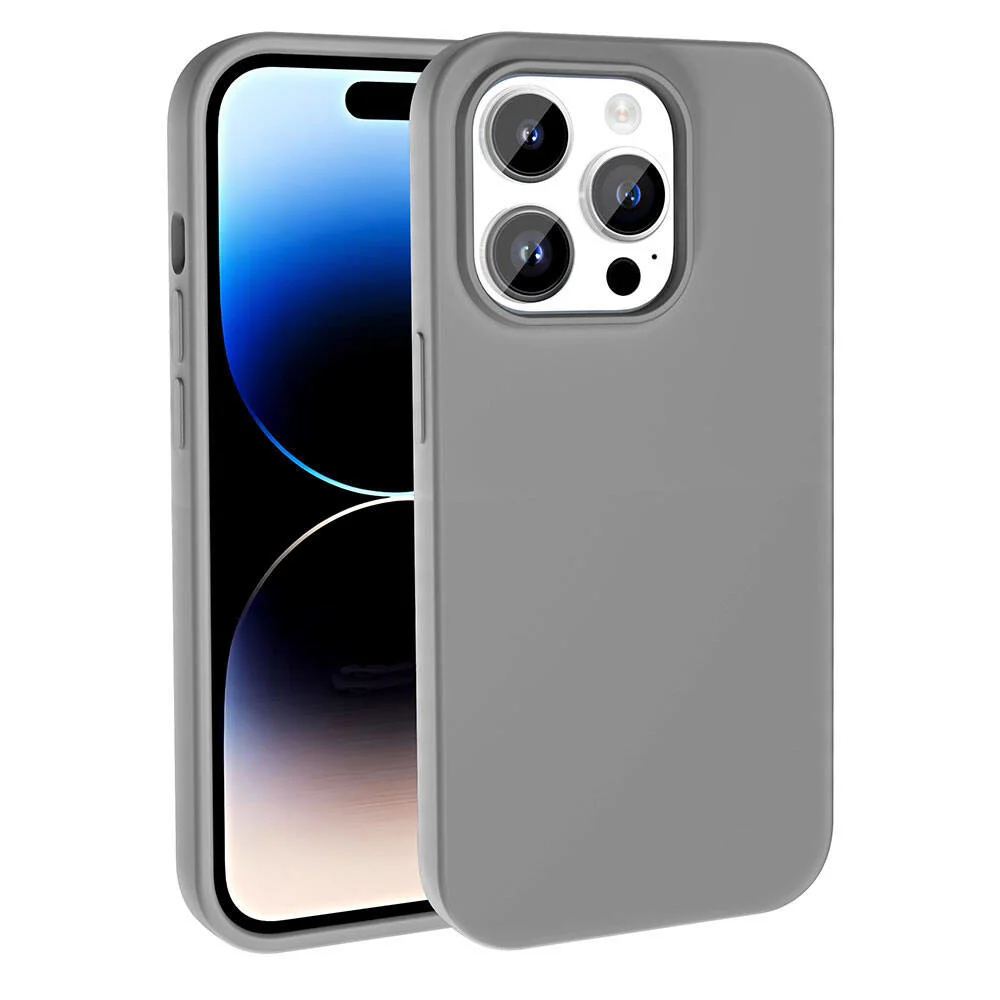 Apple iPhone 14 Pro Kılıf Magsafe Şarj Özellikli Sıvı Teknolojili Silinebilir Sert Zore Kivi Kapak - Koyu Gri