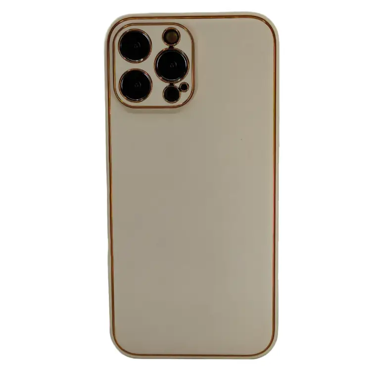 Nettech Apple iPhone 13 Pro Max Uyumlu Coco Leather Seri Arka Koruma Kılıf (Gold) NT-93569