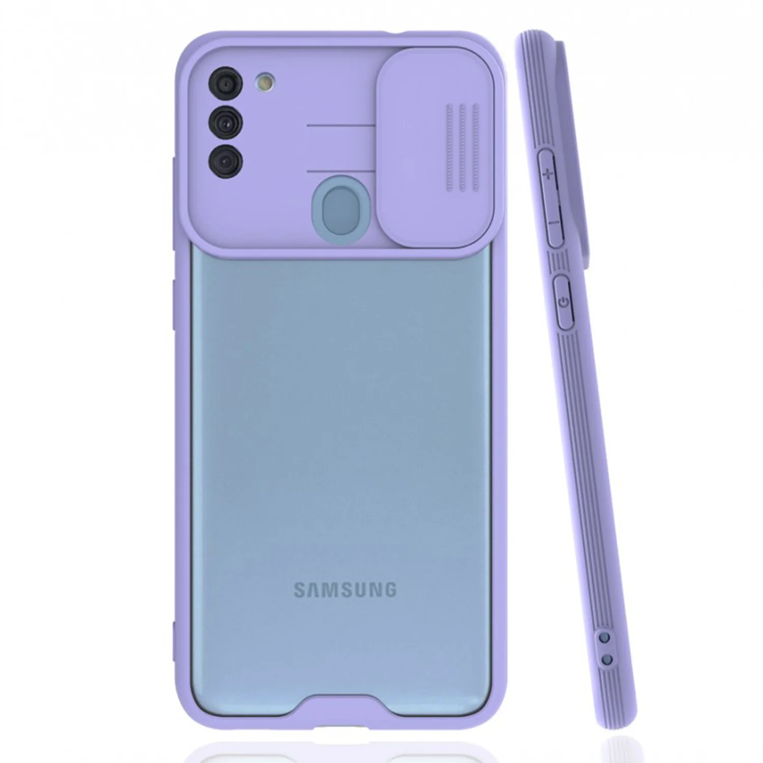 Nettech Samsung Galaxy A11 Uyumlu Platin Kamera Kızaklı Arka Koruma Kılıf (Lila) NT-86664