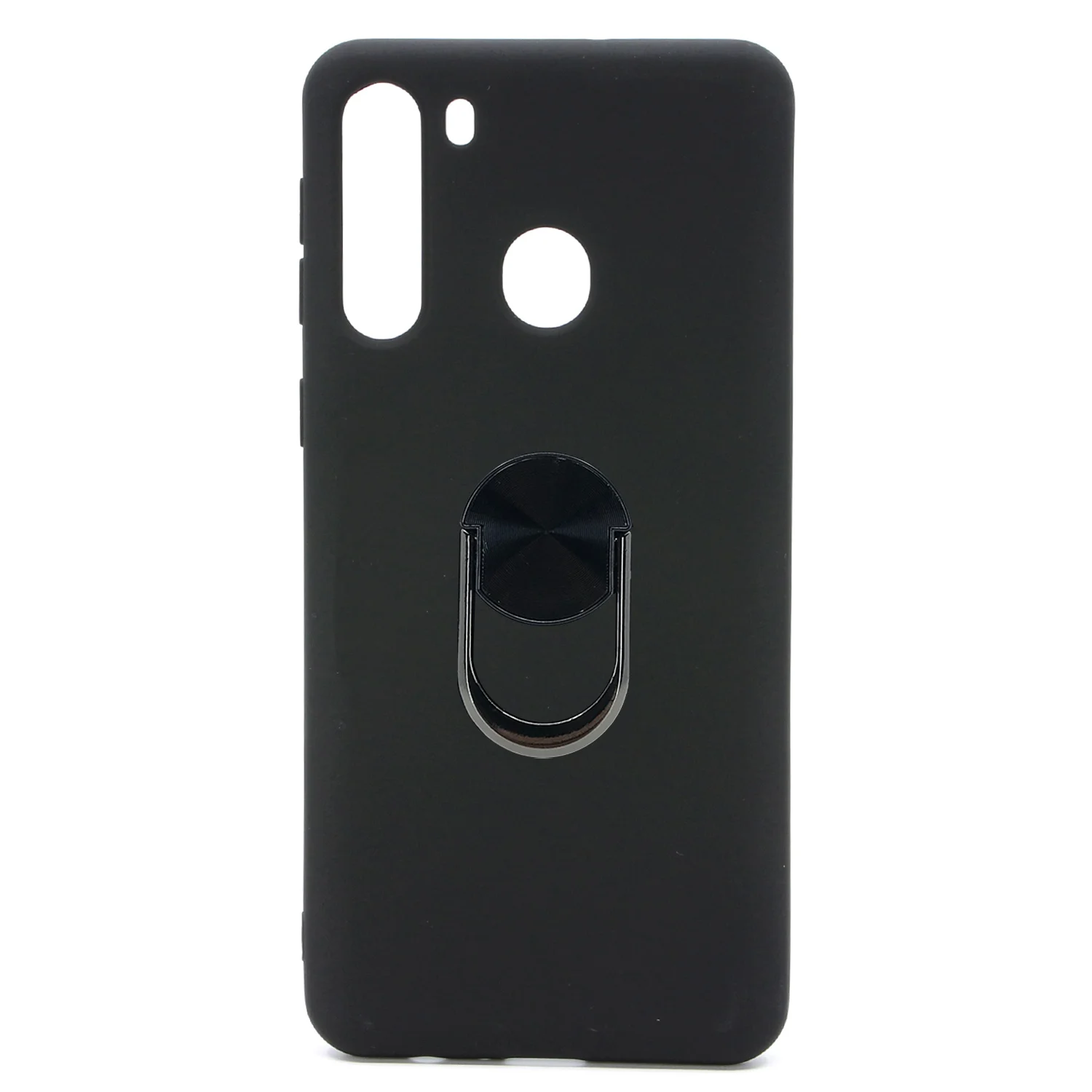 Nettech Samsung Galaxy A21 Uyumlu Leather Ring Nano Arka Koruma Kılıf (Siyah) NT-83010