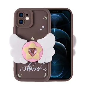 Apple iPhone 12 Kılıf Kamera Korumalı Figür Tasarımlı Zore Kapya Kapak - Koyu Kahve