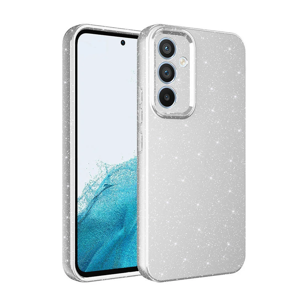 Galaxy S24 Kılıf Kamera Korumalı Simli Lüks Zore Koton Kapak - Gümüş