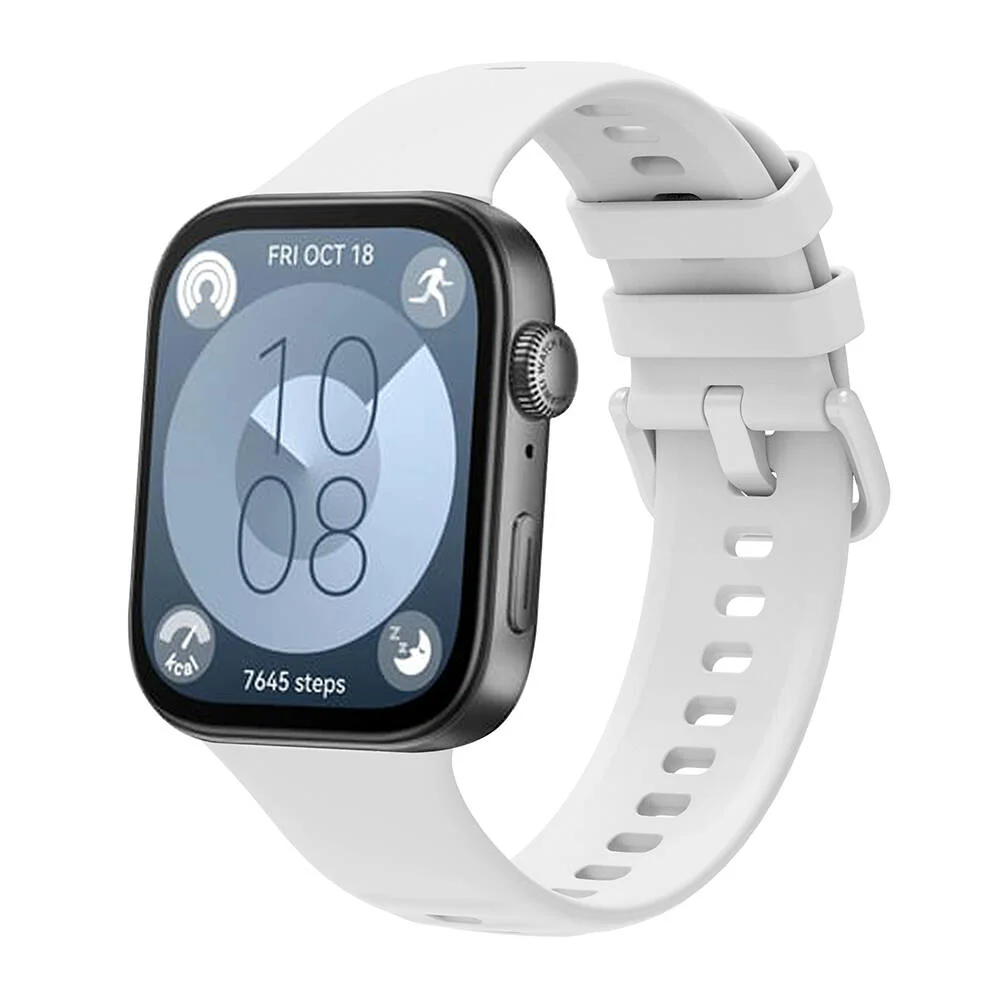 Huawei Watch Fit 3 Band Serisi Klasik Kordon Silikon Strap Kayış - Beyaz