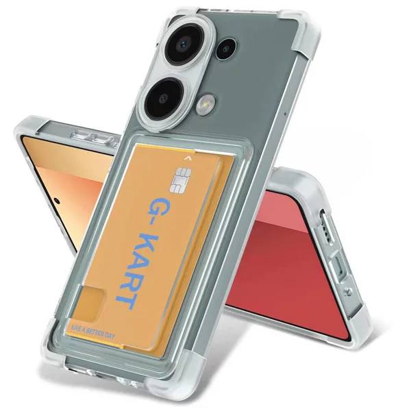 Xiaomi Redmi Note 13 Pro 5G Kılıf Airbag Tasarımlı Şeffaf Kartlıklı Zore G-Kart Kapak - Şeffaf - 1
