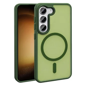 Galaxy S23 Kılıf Magsafe Şarj Özellikli Mat Arka Yüzey Zore Sio Kapak - Koyu Yeşil
