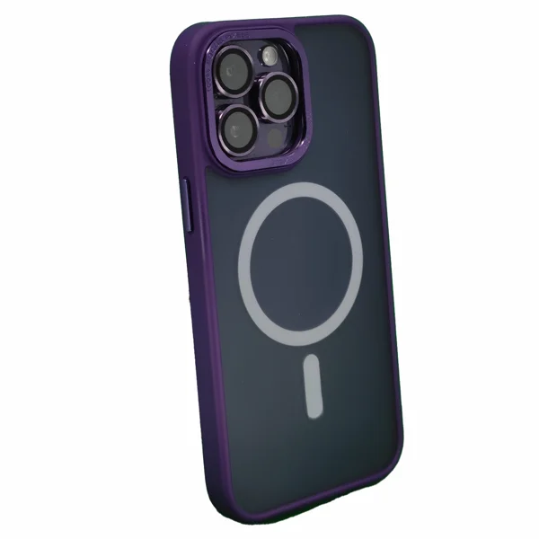 Nettech Apple iPhone 13 Pro Max Uyumlu Metal Kamera Çerçeveli Magsafe Seri Arka Koruma Kılıf (Mor) NT-98040 - 2