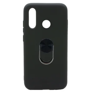 Nettech Huawei Y6P Uyumlu Leather Ring Nano Arka Koruma Kılıf (Siyah) NT-83068