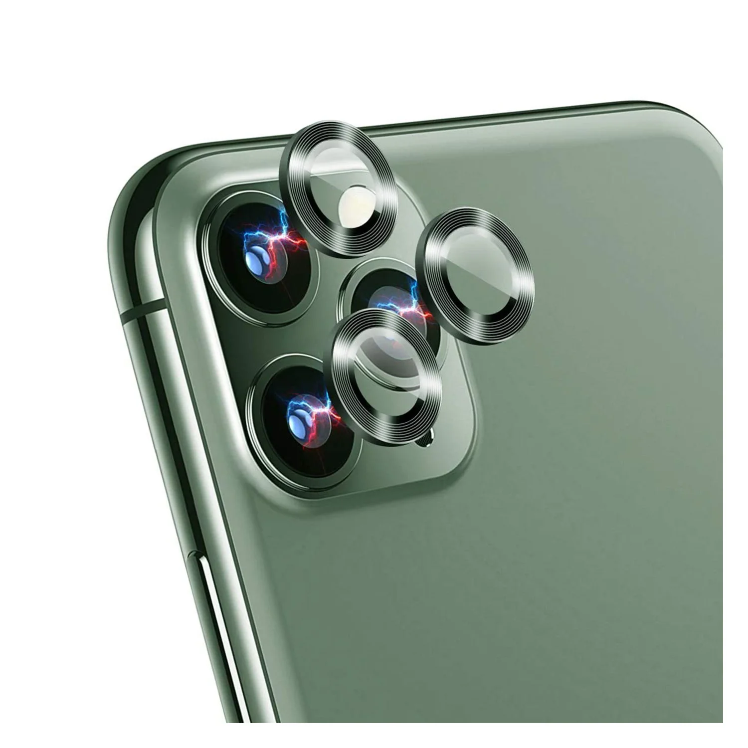 Nettech Apple iPhone 12 Pro Max Uyumlu Damla Model 3in Kamera Cam Koruyucu (Koyu Yeşil) NT-89807