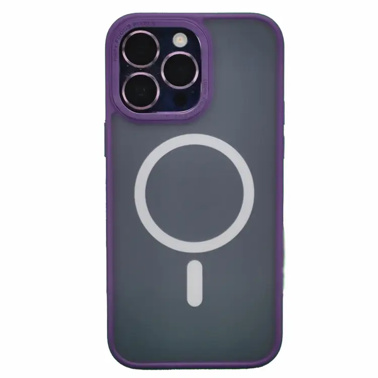 Nettech Apple iPhone 13 Pro Max Uyumlu Metal Kamera Çerçeveli Magsafe Seri Arka Koruma Kılıf (Mor) NT-98040