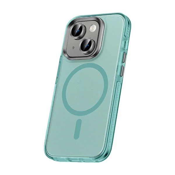 Apple iPhone 15 Plus Kılıf Airbagli Magsafe Wireless Şarj Özellikli Lens Koruyuculu Zore Klaptika Kapak - Koyu Yeşil - 1