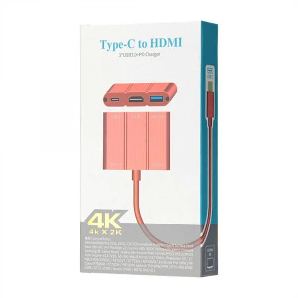 Nettech Plastik 10 Cm Type-C To Hdmi Kablo (Kırmızı) VR-19694 - 4