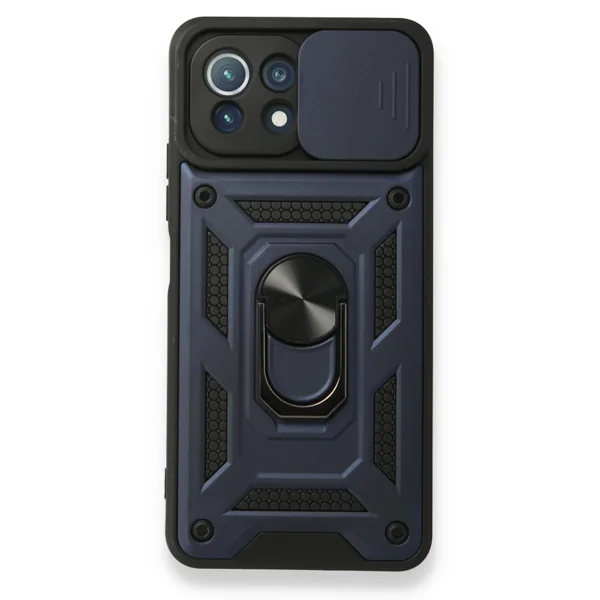 Nettech Xiaomi Mi 11 Lite Uyumlu Kızaklı Panzer Seri Arka Koruma Kılıf (Lacivert) NT-86257 - 1