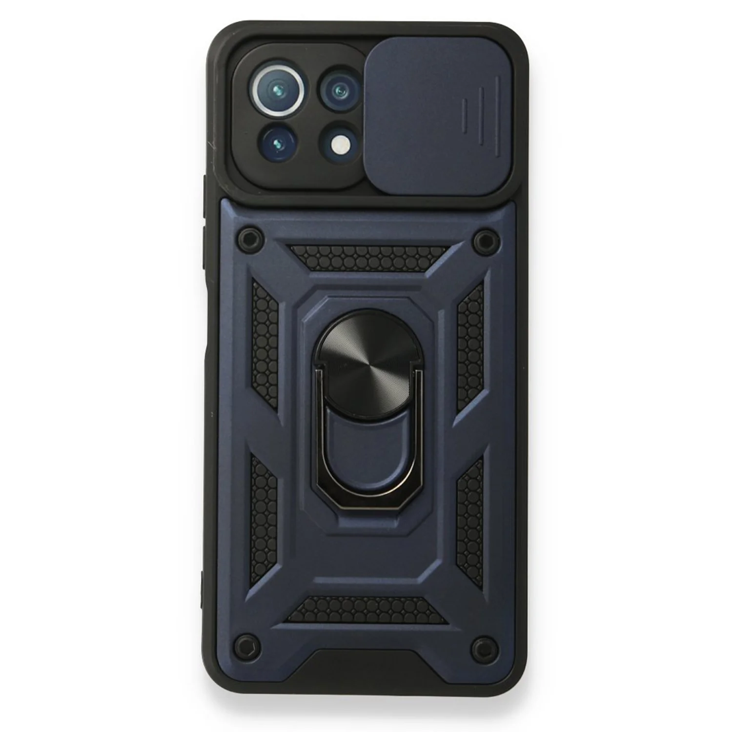 Nettech Xiaomi Mi 11 Lite Uyumlu Kızaklı Panzer Seri Arka Koruma Kılıf (Lacivert) NT-86257