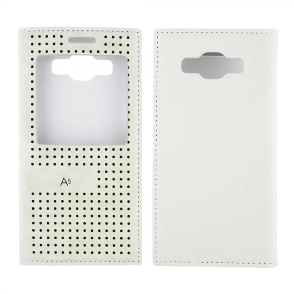 Nettech Samsung Galaxy A500 A5 2015 Uyumlu Pencereli Kapaklı Kılıf (Beyaz) VR-7078