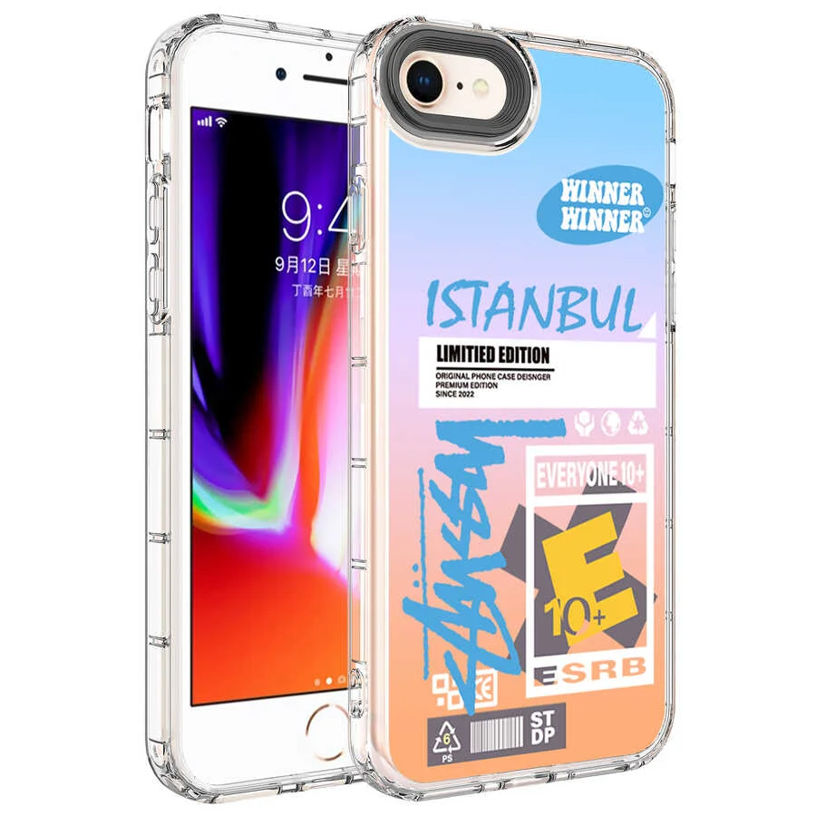 Apple iPhone 7 Kılıf Kamera Korumalı Renkli Desenli Sert Silikon Zore Korn Kapak - NO1