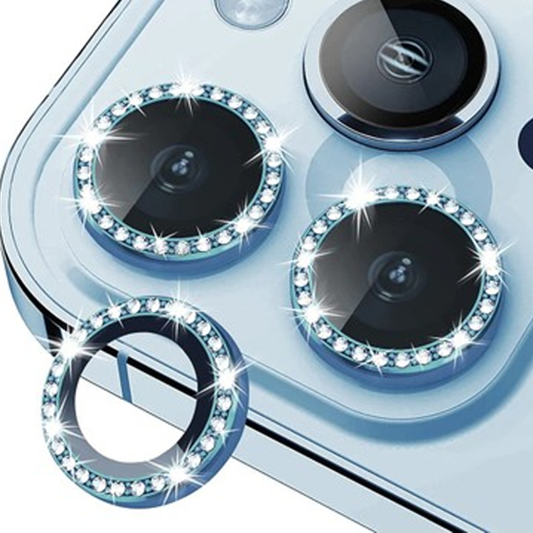 Nettech Apple iPhone 14 Pro Uyumlu Diamond Taşlı Model Kamera Cam Koruyucu (Mavi) NT-110759