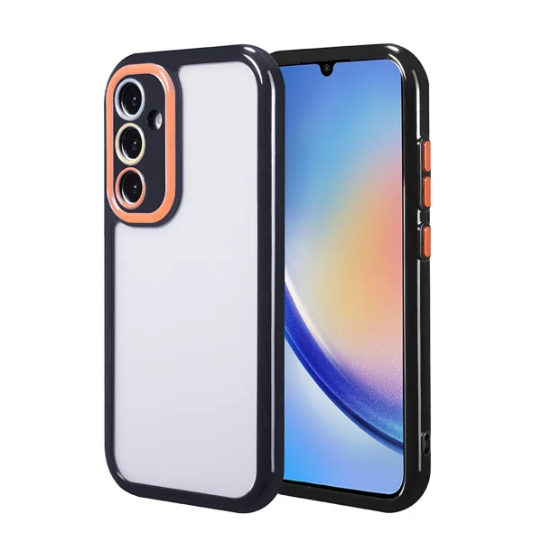 Galaxy A34 Kılıf Kamera Korumalı Renkli Kenar ve Çerçeve Tasarımlı Zore Vitamin Kapak - Siyah - 1