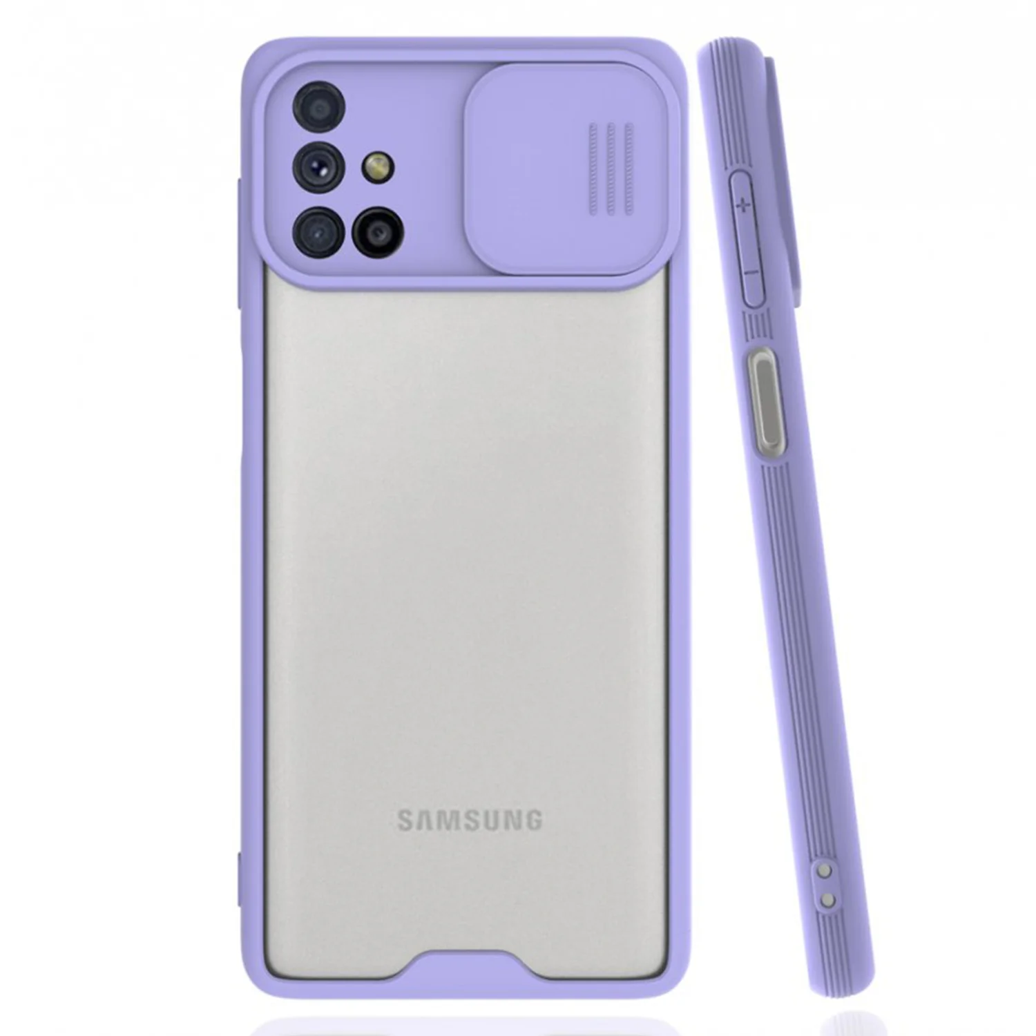 Nettech Samsung Galaxy M51 Uyumlu Platin Kamera Kızaklı Arka Koruma Kılıf (Lila) NT-86700