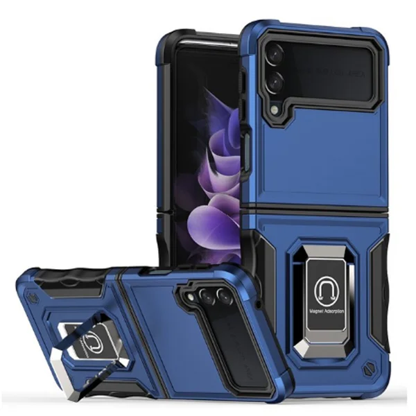 Nettech Samsung Galaxy Z Flip 4 Uyumlu Armour Yüzüklü Seri Arka Koruma Kılıf (Siyah) NT-100737 - 2