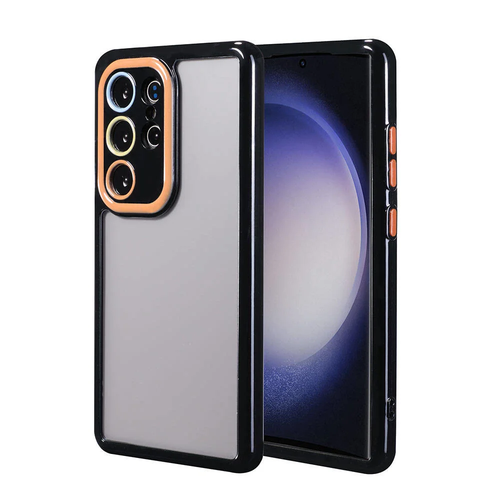 Galaxy S23 Ultra Kılıf Kamera Korumalı Renkli Kenar ve Çerçeve Tasarımlı Zore Vitamin Kapak - Siyah