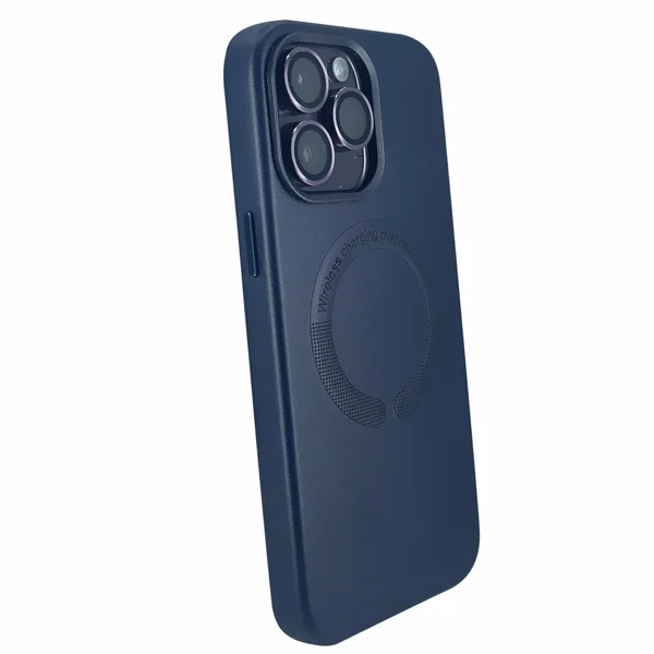 Nettech Apple iPhone 13 Pro Uyumlu Deri Magsafe Seri Arka Koruma Kılıf (Lacivert) NT-100562 - 2